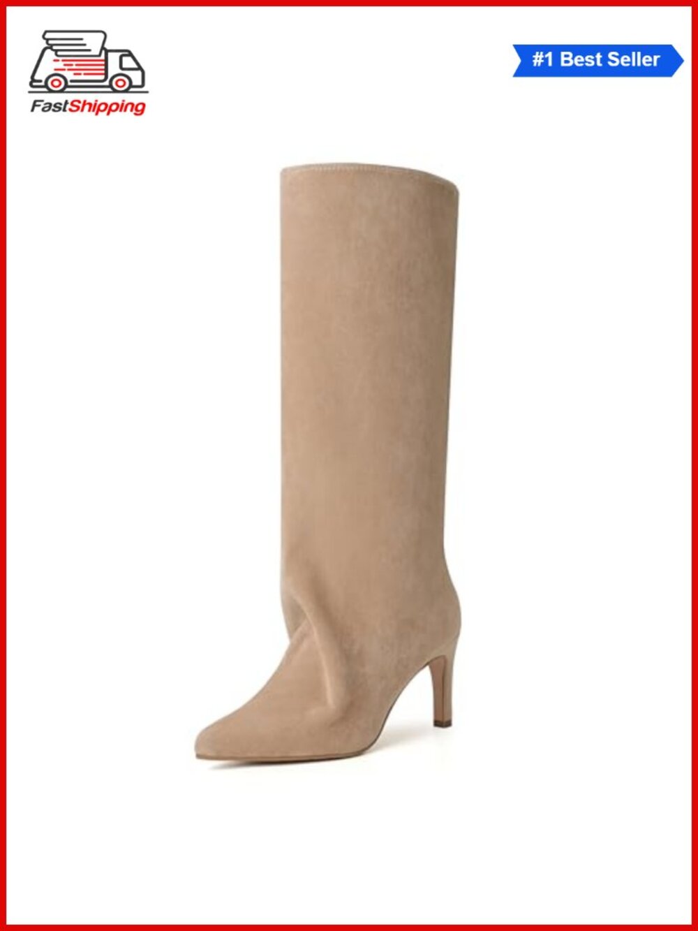 ✨Reitoye Faux Suede Pointed Toe Stiletto Knee High Dress Boots